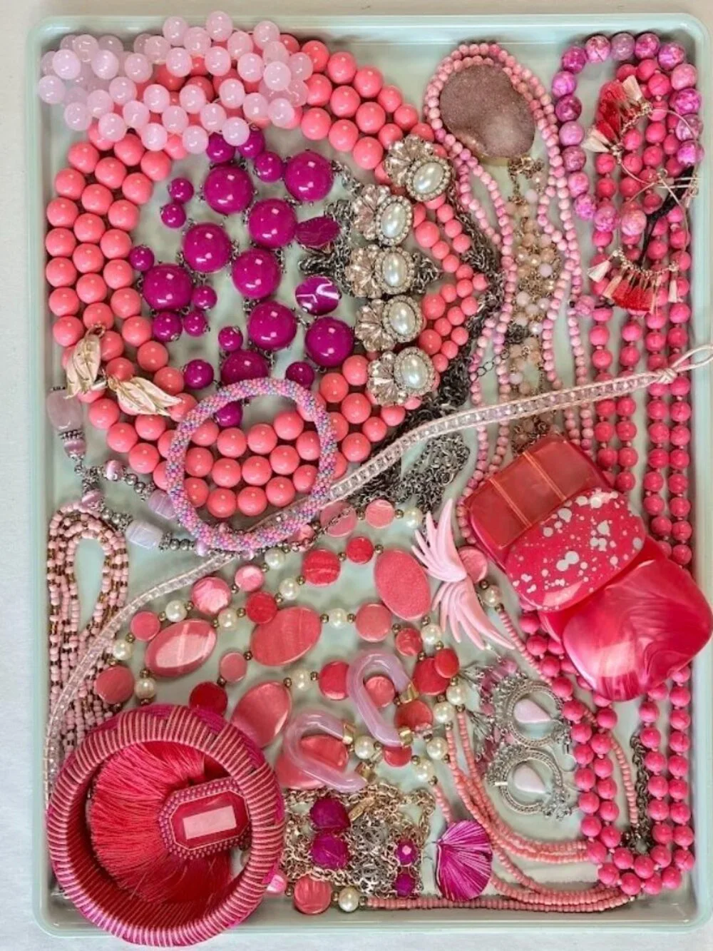 Jewelry Lot PINK Vintage to Now Wearable Costume Craft Gold & Silver Tone 24 Pc.